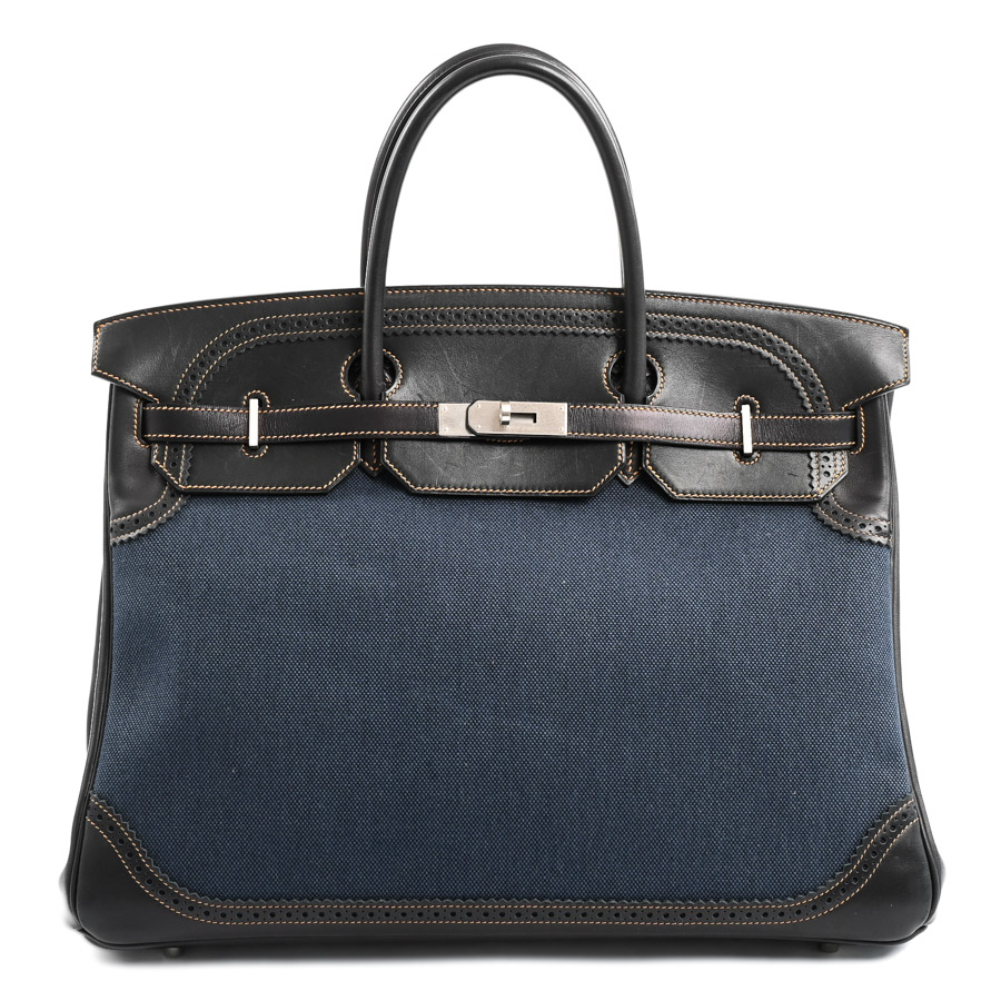 バーキン40ギリーズ　ネイビー　デニムフォンセ　ブラック