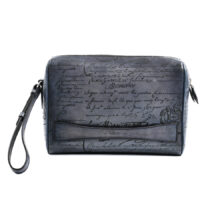 ローズウッドスクリットレザーポーチ　ブルー